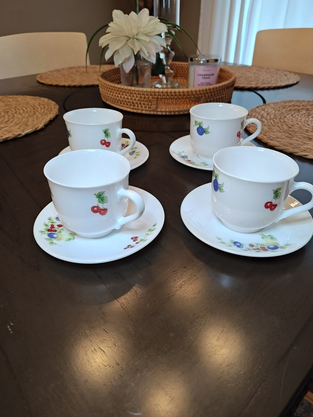 Vintage Martha Stewart Everyday Fruit Cup & Saucer Set Of 4 - Made in France